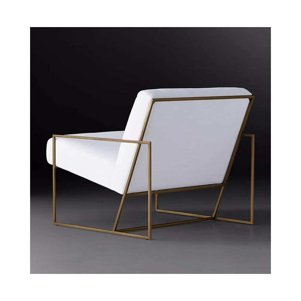 Lounge Chair Geometric Sculptural Profile – Linen or Velvet Statement Piece