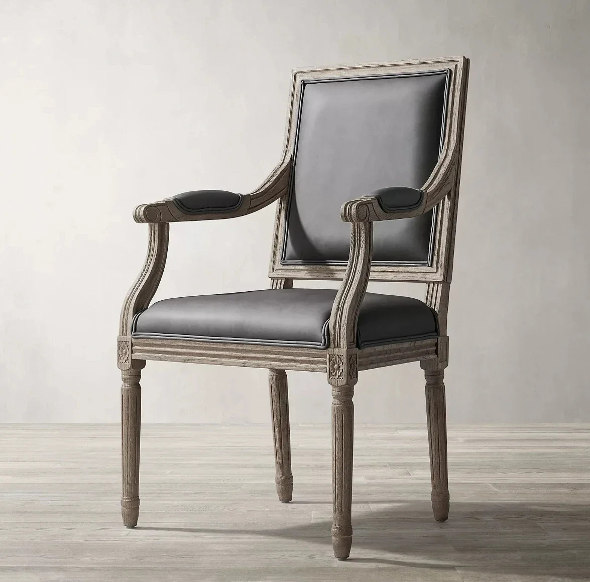 Vintage Leather Dining Armchair – Barrel Seat Solid Oak Statement Piece