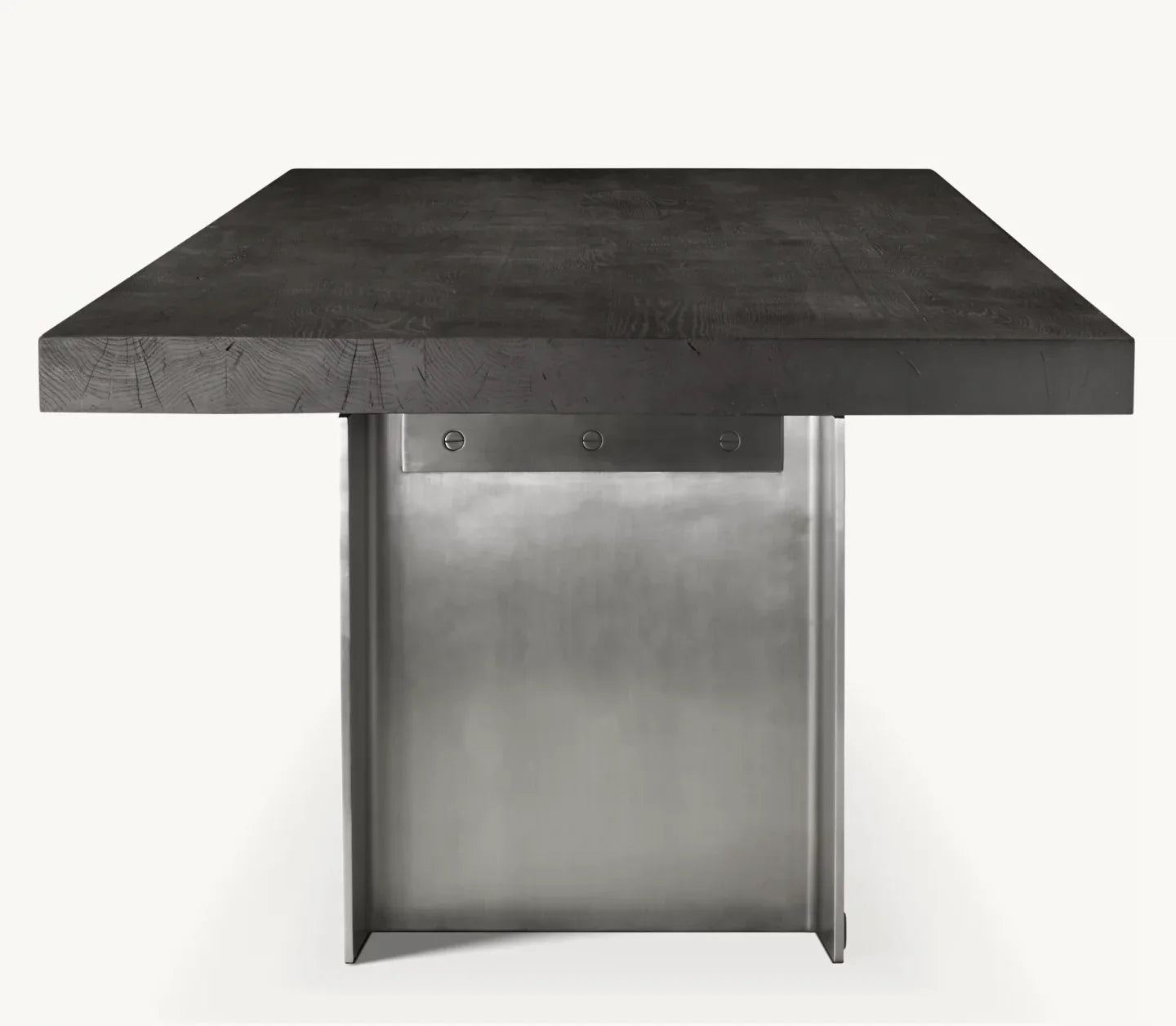 Sassanid Dining Table – Rectangular Beam in Dry Brown French Oak & Light Pewter
