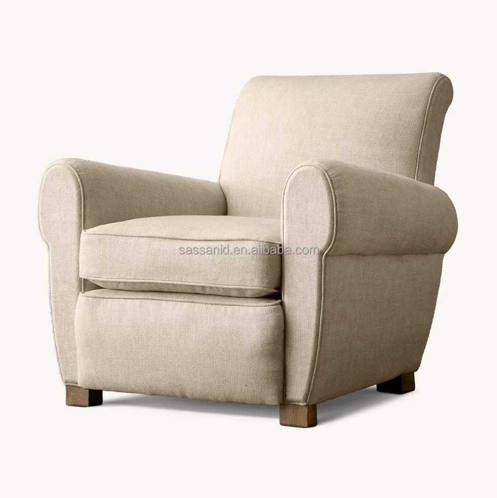 Parisian Club Chair – 1920s Modernist Design in Belgian Linen Statement Piece