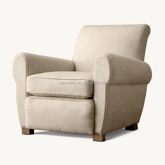 Parisian Club Chair – 1920s Modernist Design in Belgian Linen Statement Piece