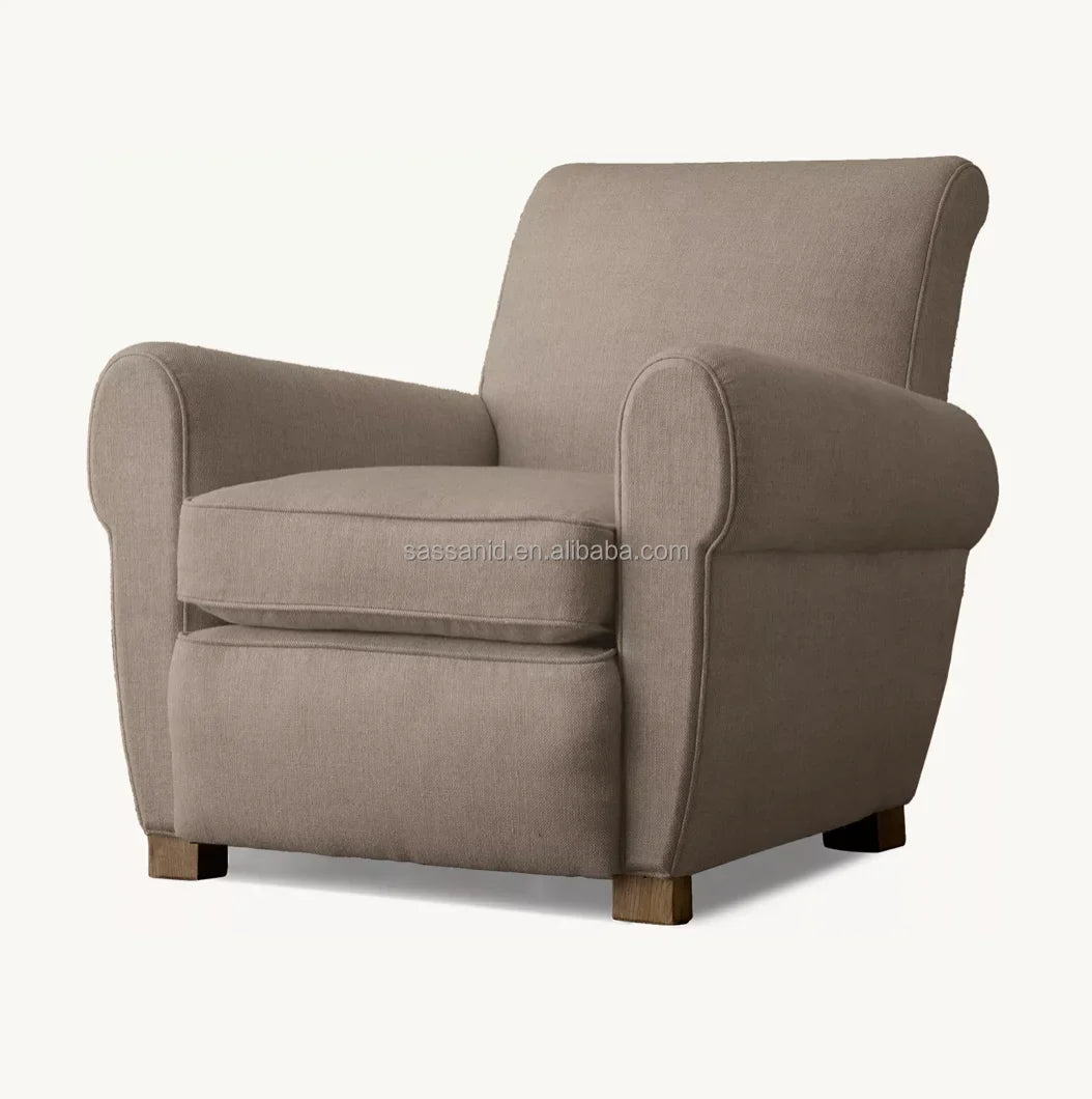 Parisian Club Chair – 1920s Modernist Design in Belgian Linen Statement Piece