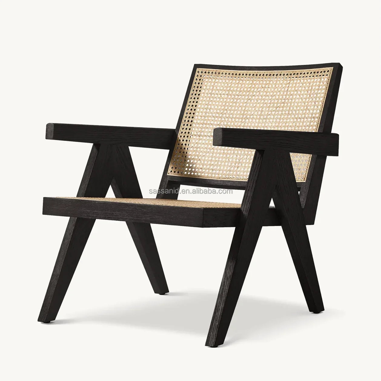 Chandigarh Lounge Chair – Iconic Cane Back Solid Oak Mid-Century Statement Piece | 1601298991408