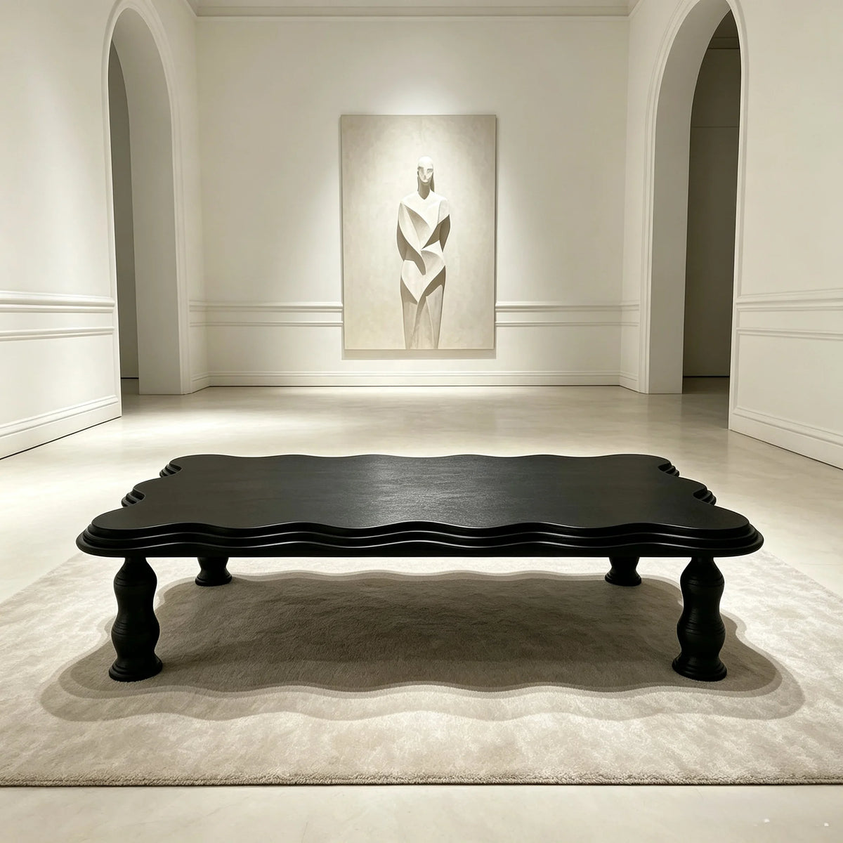 Luxury Wavy Irregular Marble Coffee Table Modern Minimalist Elegant Italian Style for Villa