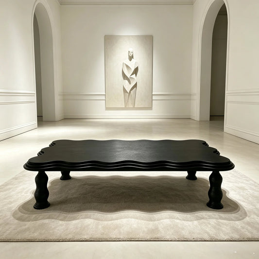 Luxury Wavy Irregular Marble Coffee Table Modern Minimalist Elegant Italian Style for Villa