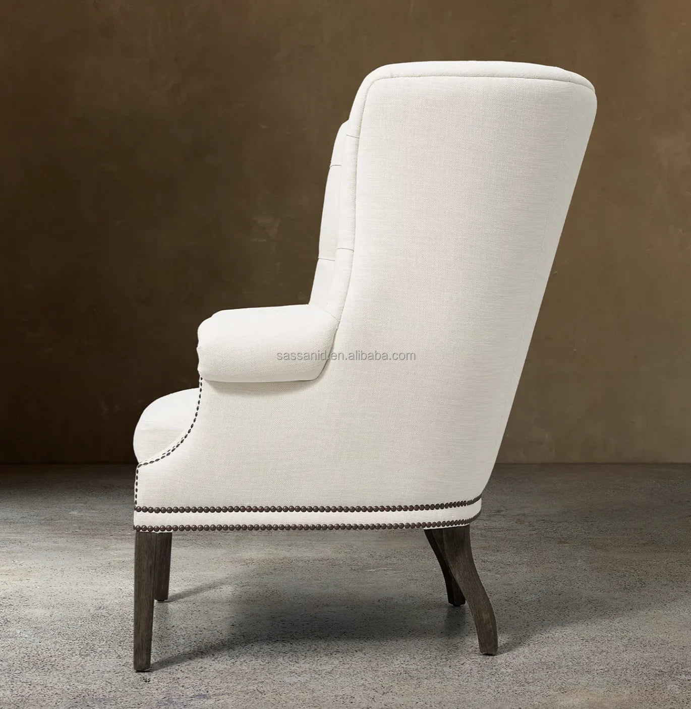 Ellsworth Tufted Wing Chair – Danish Modern Performance Fabric Accent Piece