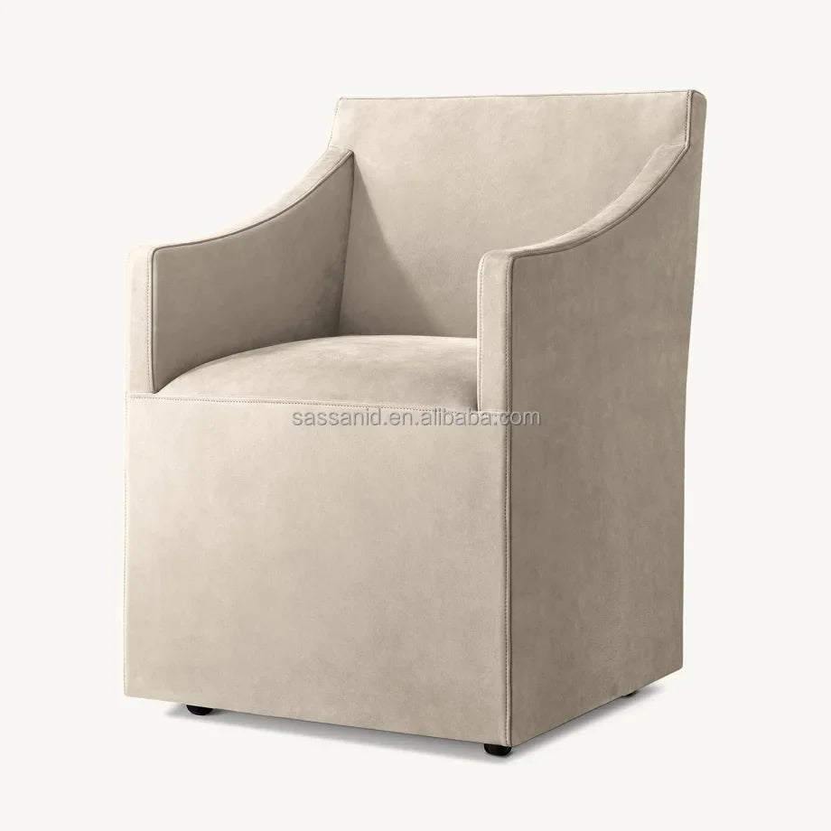 Ellison Slope Arm Dining Armchair – Leather and Solid Wood Modern Chair