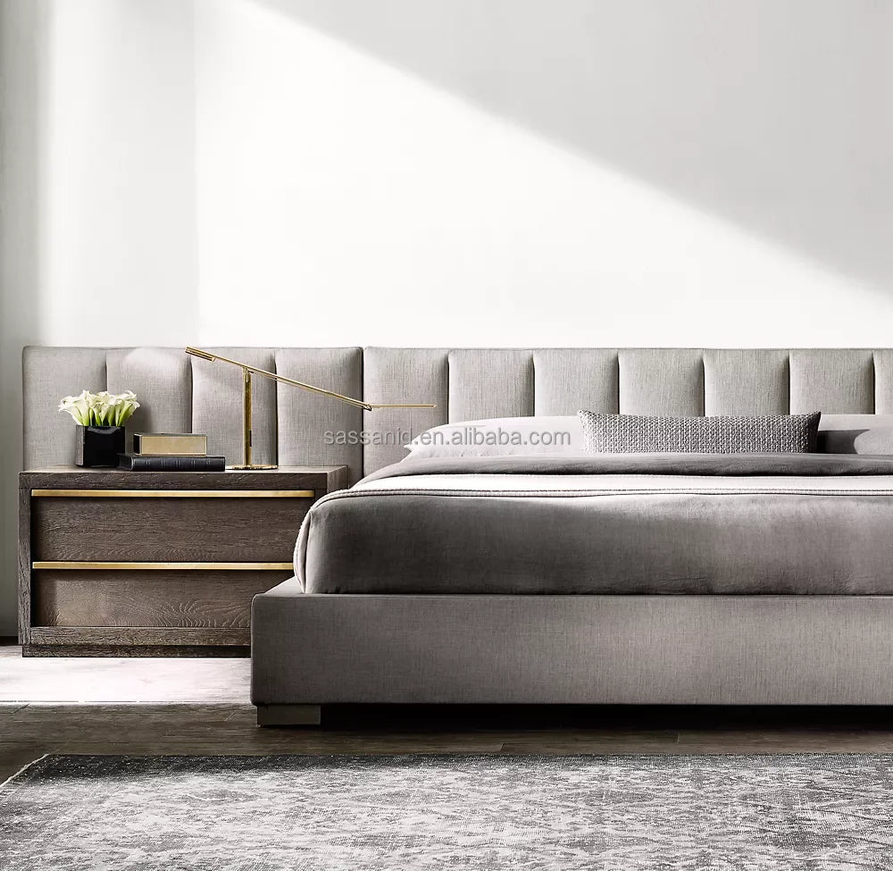 Modena Fabric Extended Panel Bed – European Design Upholstered Sculptural Statement Piece