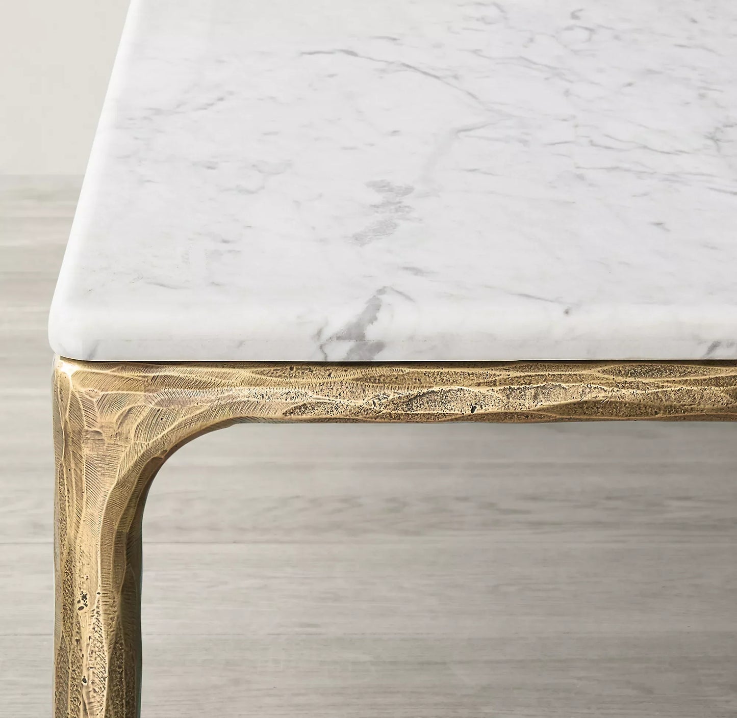 Rectangular Marble Dining Table with Hand Forged Brass Base