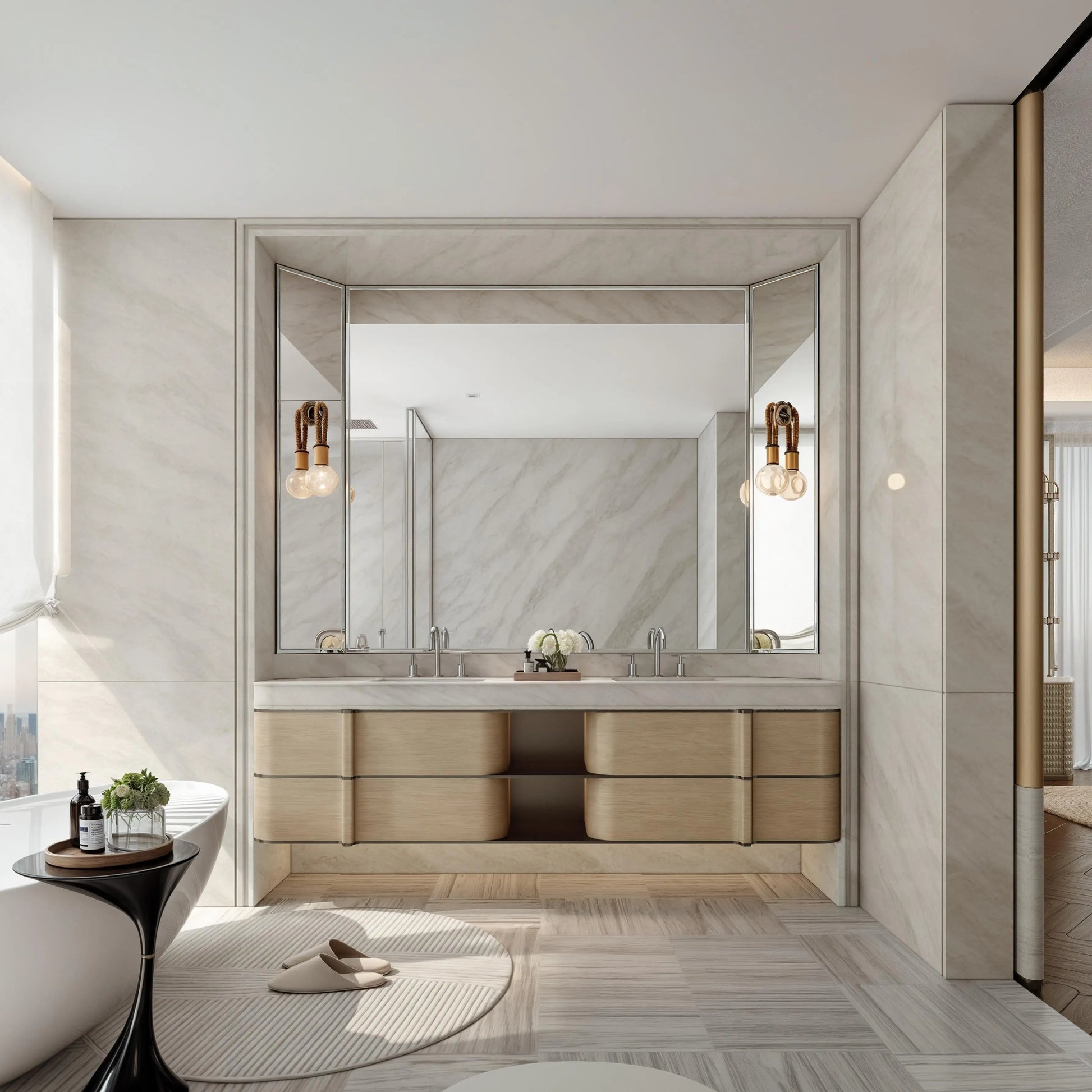Wall Mounted Bathroom Vanity Set with Double Sink 160-200cm