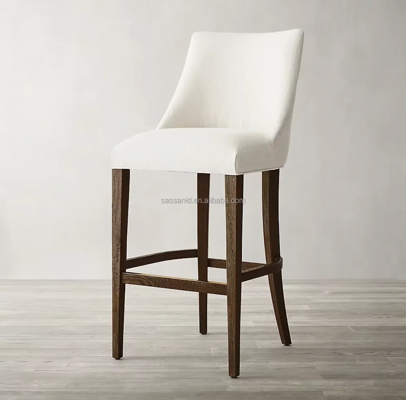 Ella Armless Bar & Counter Stool – Mid-Century Solid Oak Frame with Upholstered Seat