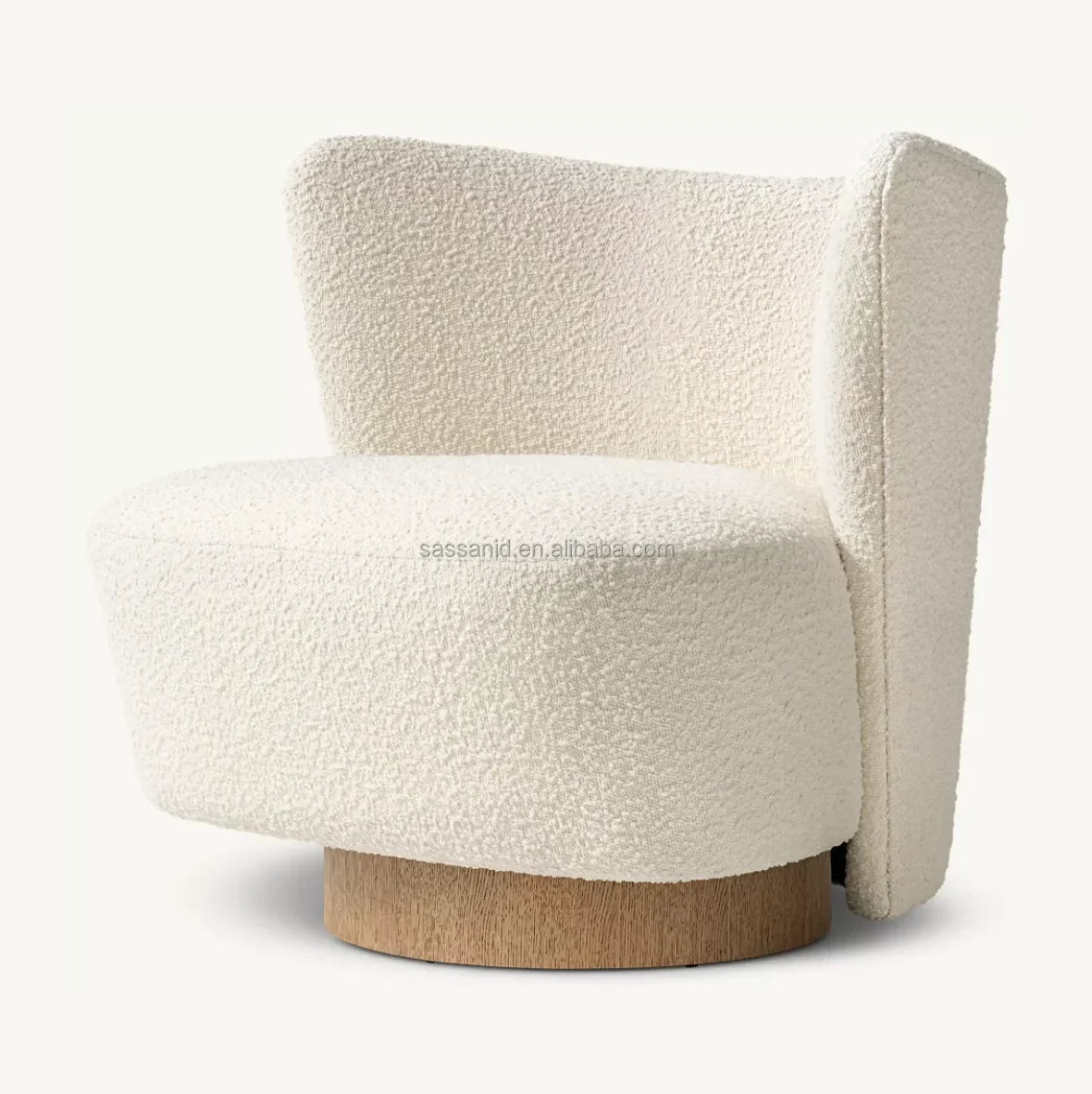 Classic Wing Chair – Performance Bouclé Upholstery with Solid Oak Frame