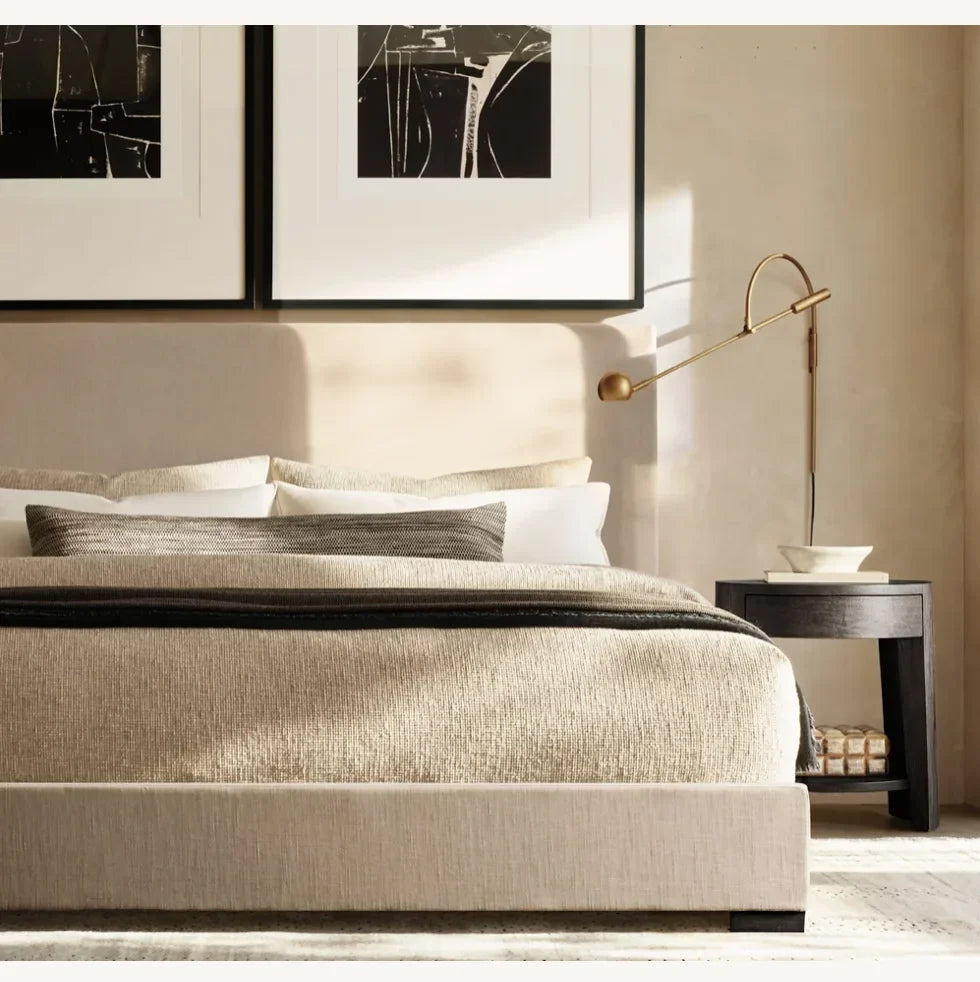 Modena Platform Bed – Customizable Fabric Panel Bed in Berkshire Leather