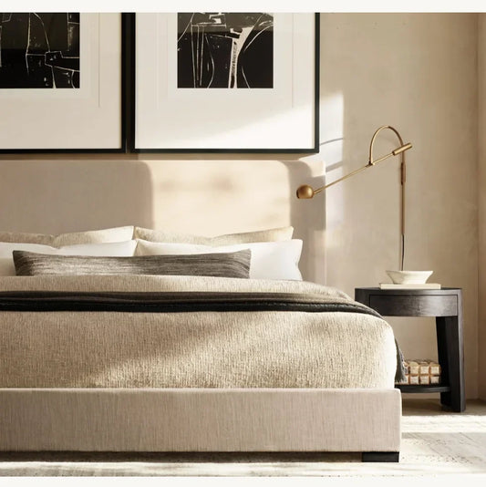 Modena Platform Bed – Customizable Fabric Panel Bed in Berkshire Leather