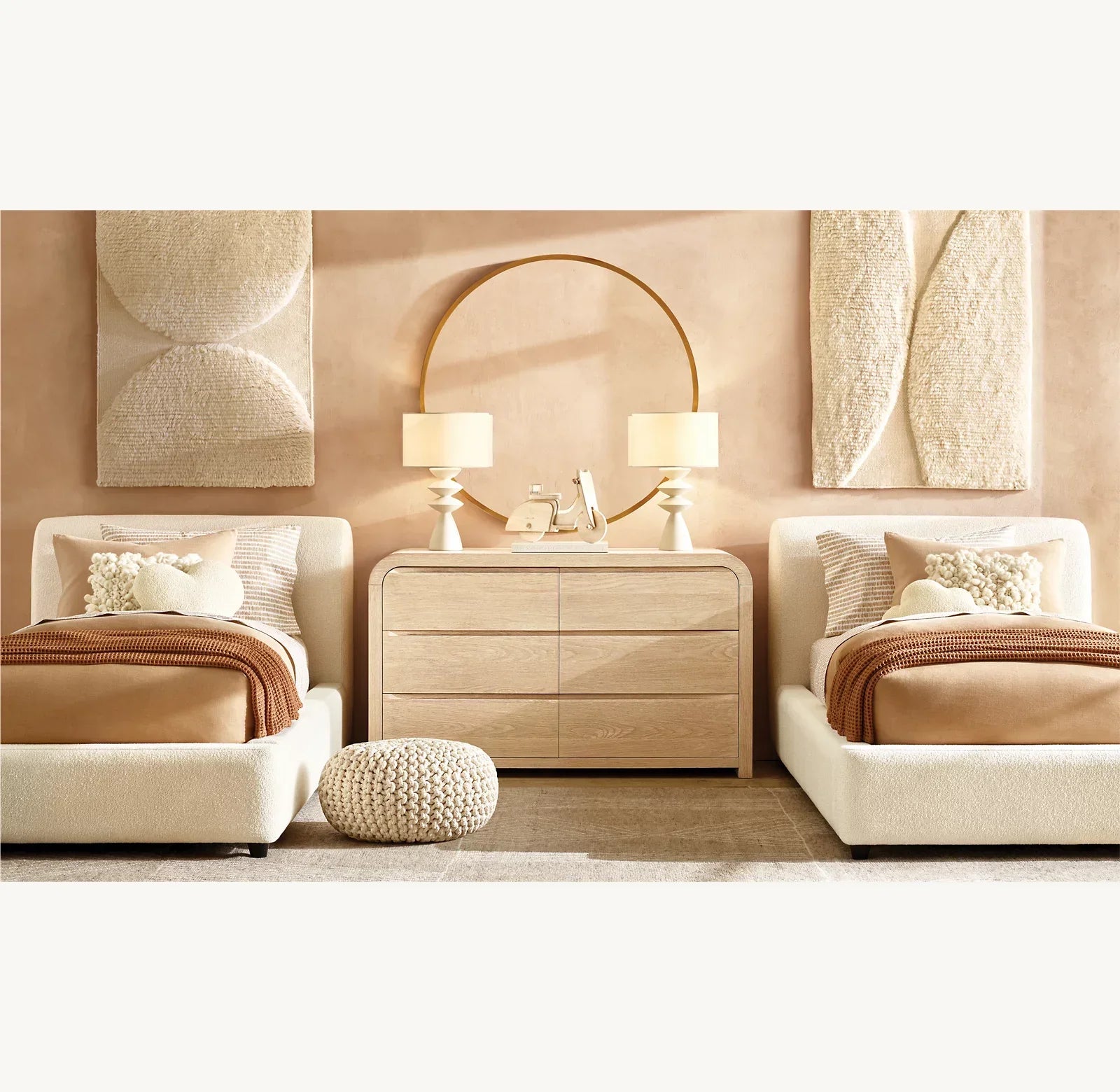 Upholstered Platform Bed – Low-Profile Bouclé Design – Contemporary Statement Piece