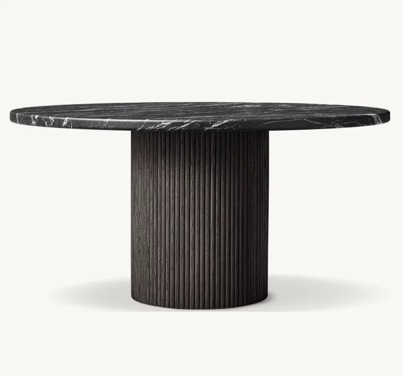 Round Dining Table – Sculptural Spanish Emperador Marble & Oak Statement Piece