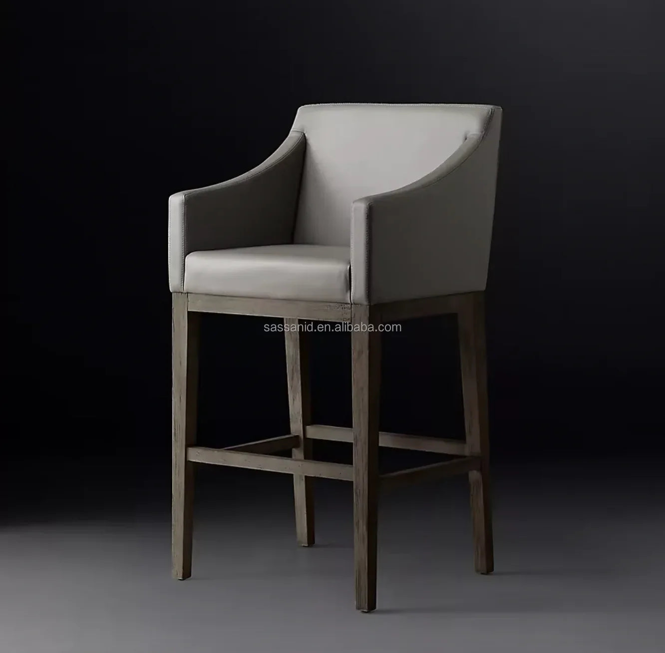 Morgan Slope Arm Bar & Counter Stool – Leather & Oak Midcentury Modern