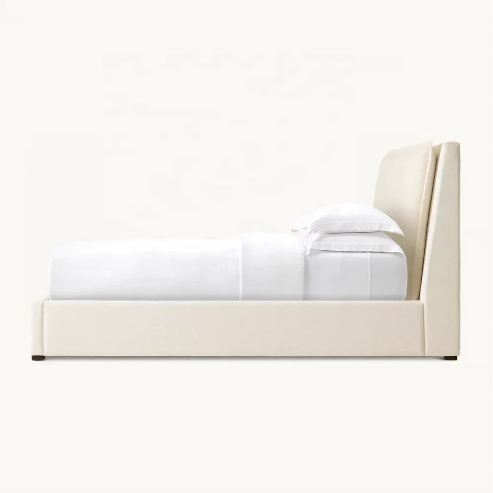 Cosette Upholstered Panel Bed – Modernist Linen Fabric Statement | 1601035410511
