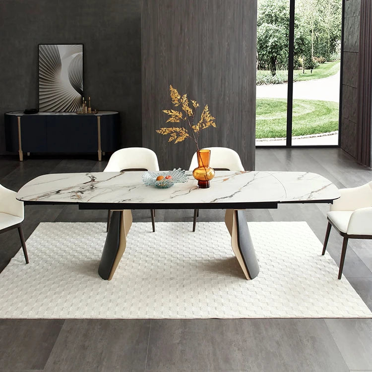 Luxury 1601726521080 Sintered Stone Extendable Dining Table Modern Italian Style for Villa