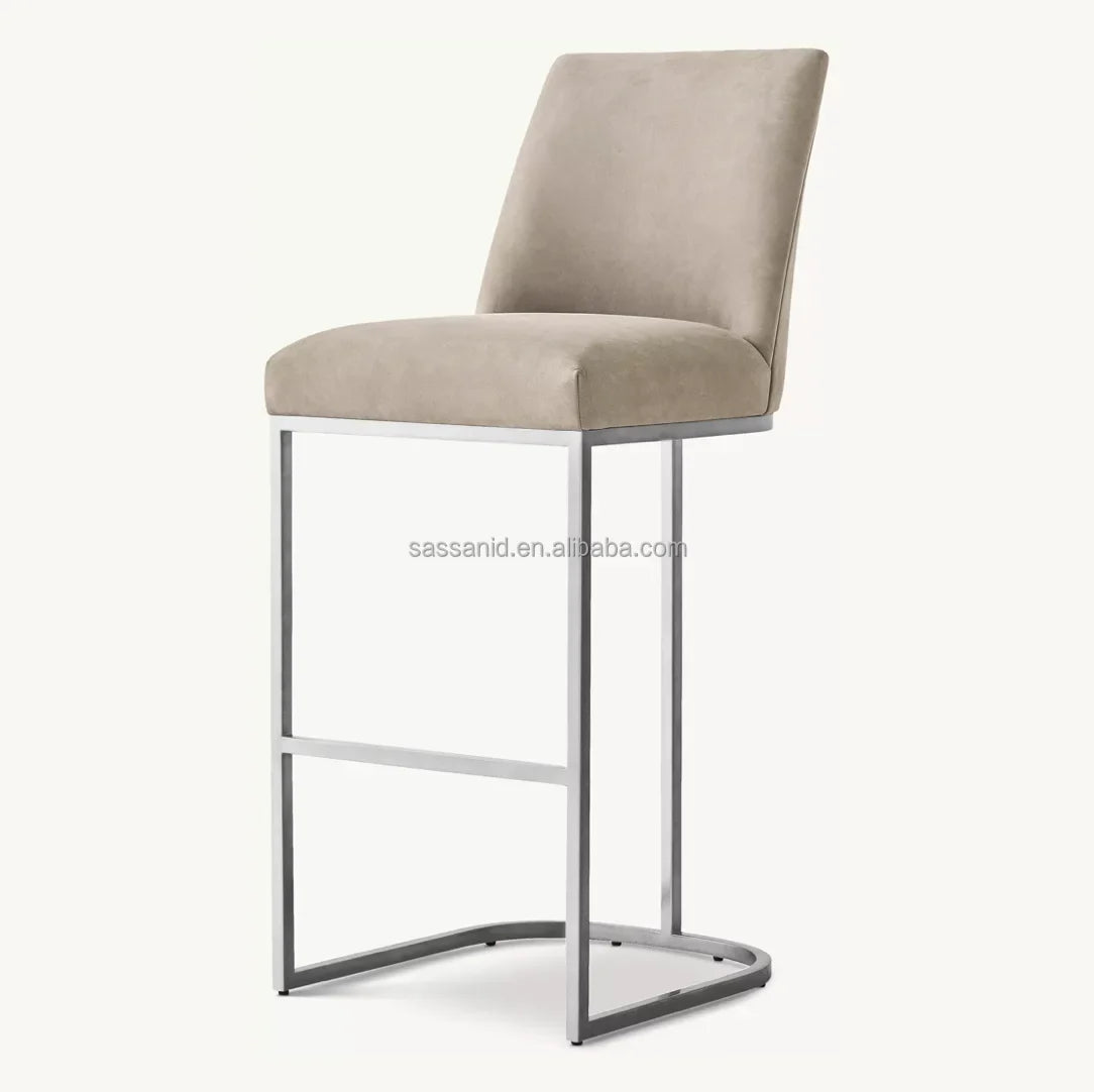 Emery Curved-Back Bar Stool – Midcentury Leather & Solid Oak Designer Furniture