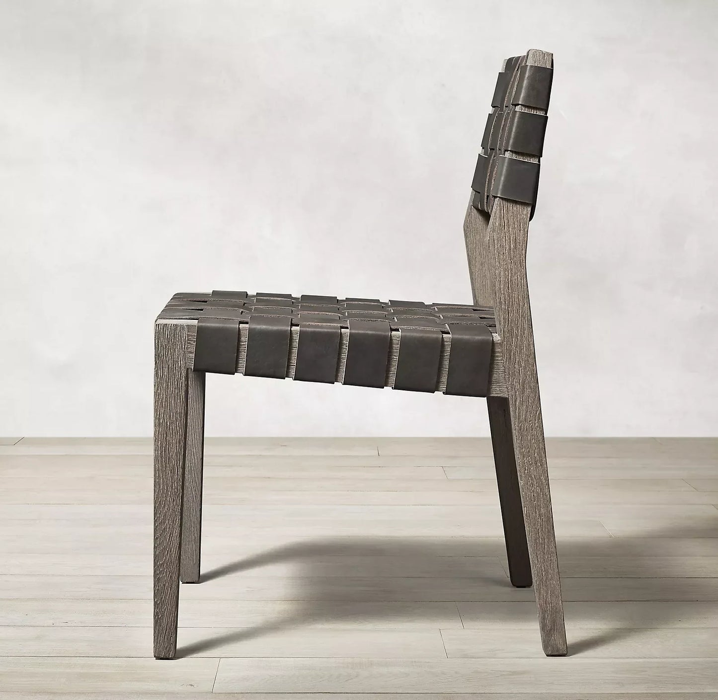 Dining Chair – Minimalist Solid Oak Frame with Leather Upholstery Midcentury