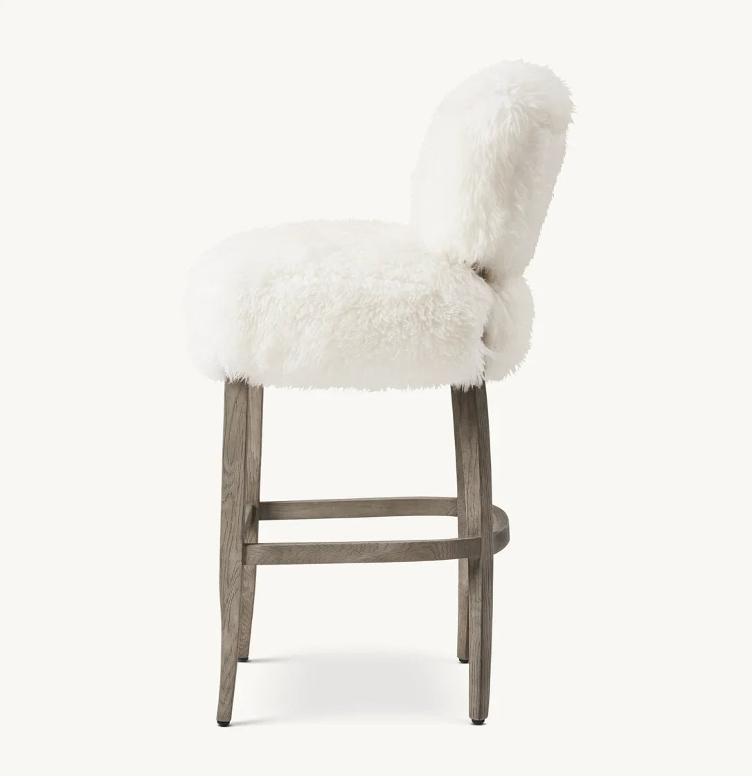 Adele French Comfort Bar Counter Stool – Mid-Century Sheepskin Oak