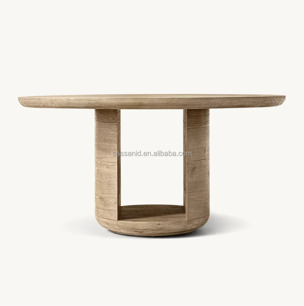 Bora Round Dining Table – Architectural Solid Oak Statement Piece