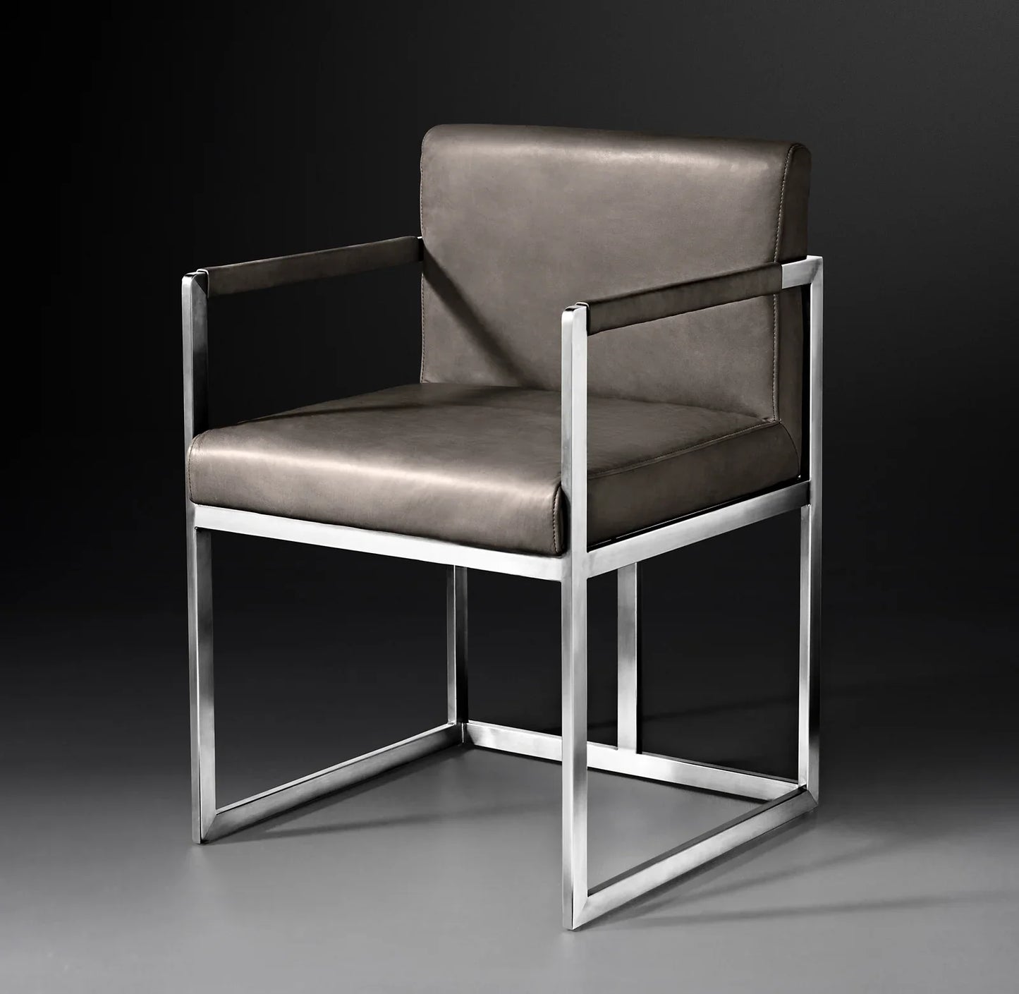 Wexler Square Dining Armchair – Mid-Century Modern Leather and Oak Statement Piece