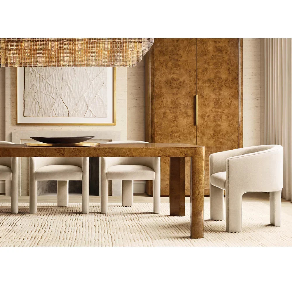 French Art Deco Dining Table – Handcrafted Burl Wood Statement Piece