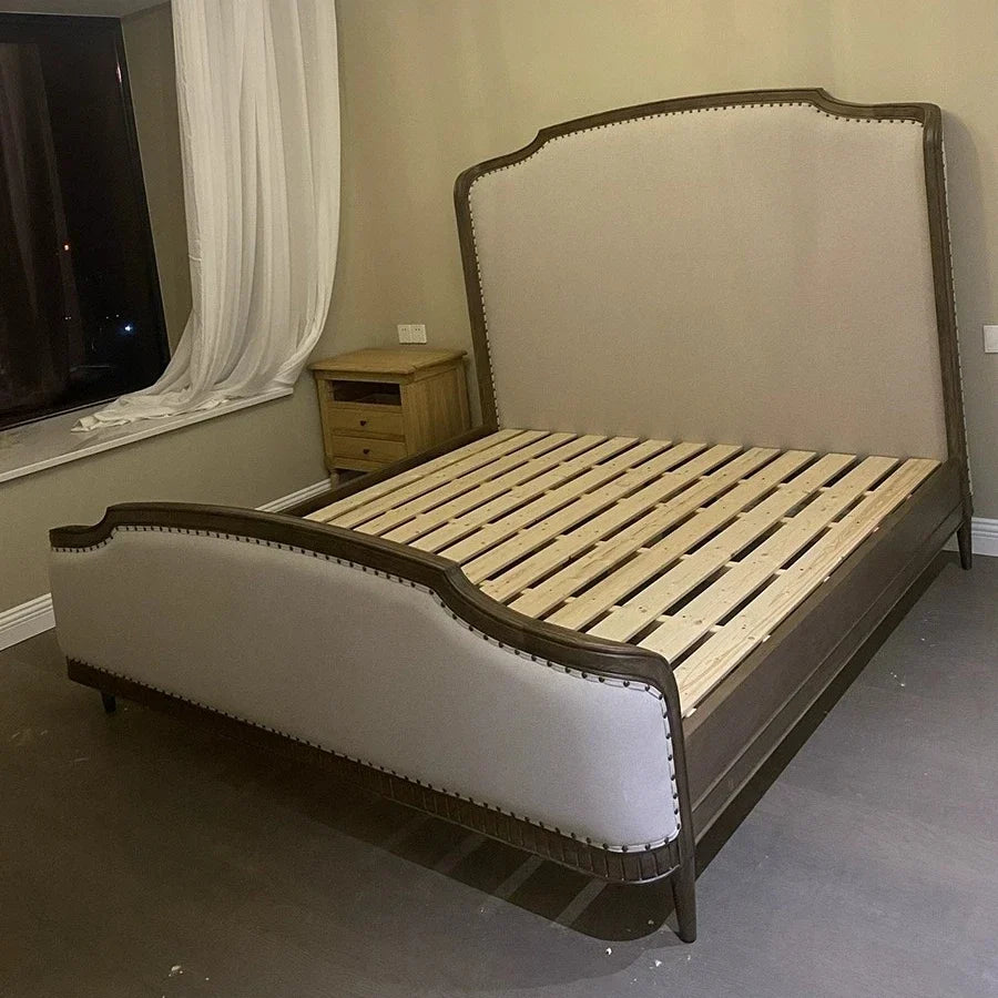 Solid Wood Platform Bed – French-Inspired Birch Master Bedroom Piece | 26-173