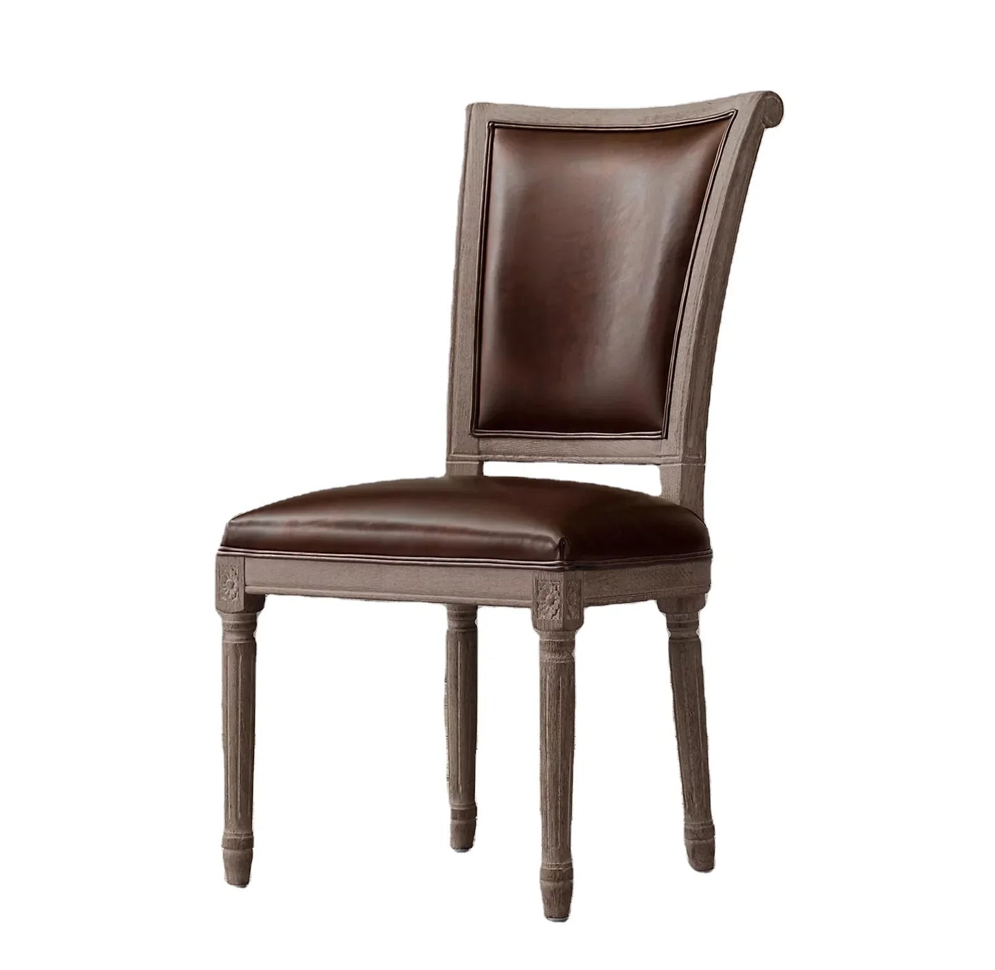 French Flare Dining Armchair – Oak Wood Leather Statement Piece