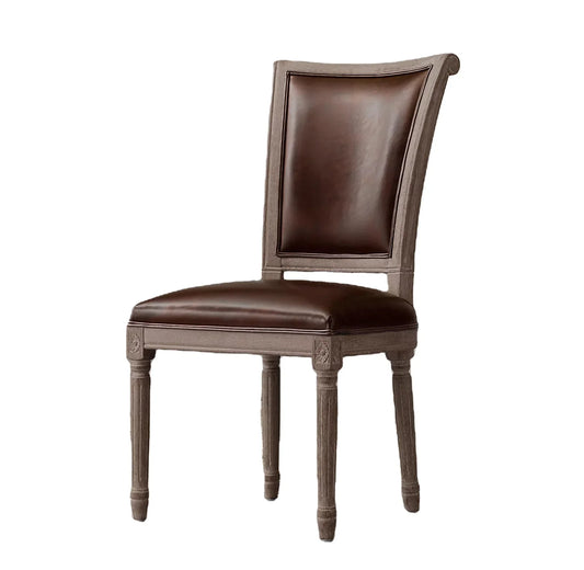 French Flare Dining Armchair – Oak Wood Leather Statement Piece