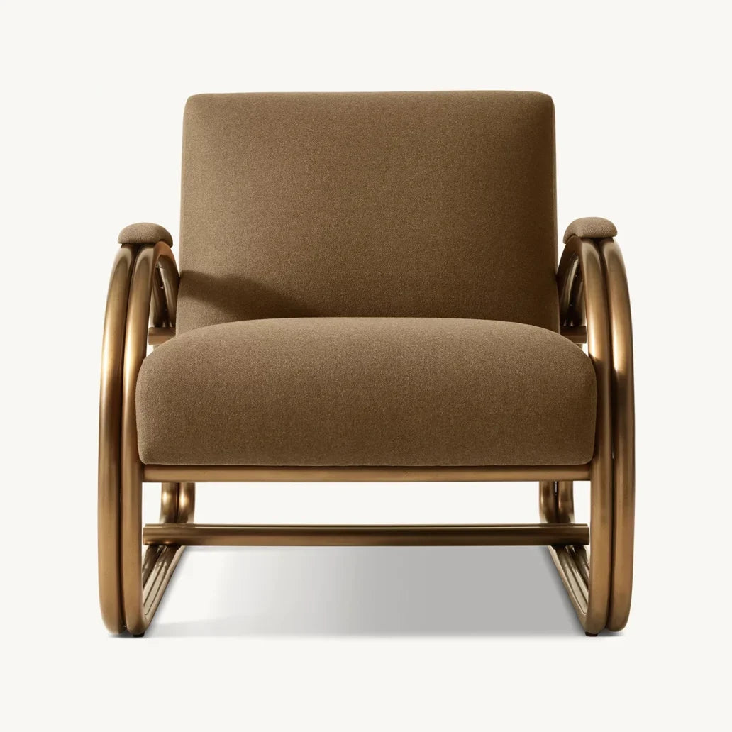Rivoli Lounge Chair – European Modernist Brass Bauhaus Statement Piece