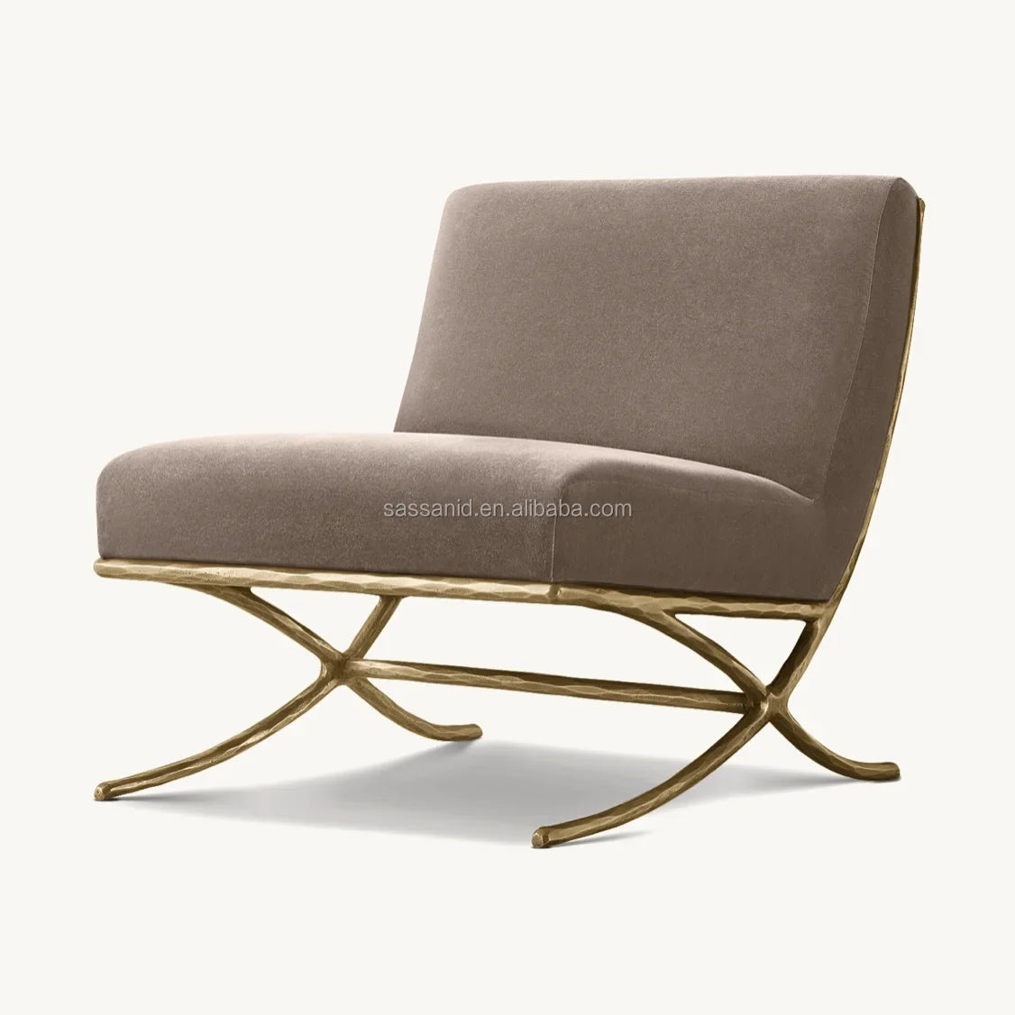 Thaddeus Slipper Chair – X-Base Forged Brass Luxury Modern Piece | 1601700703778