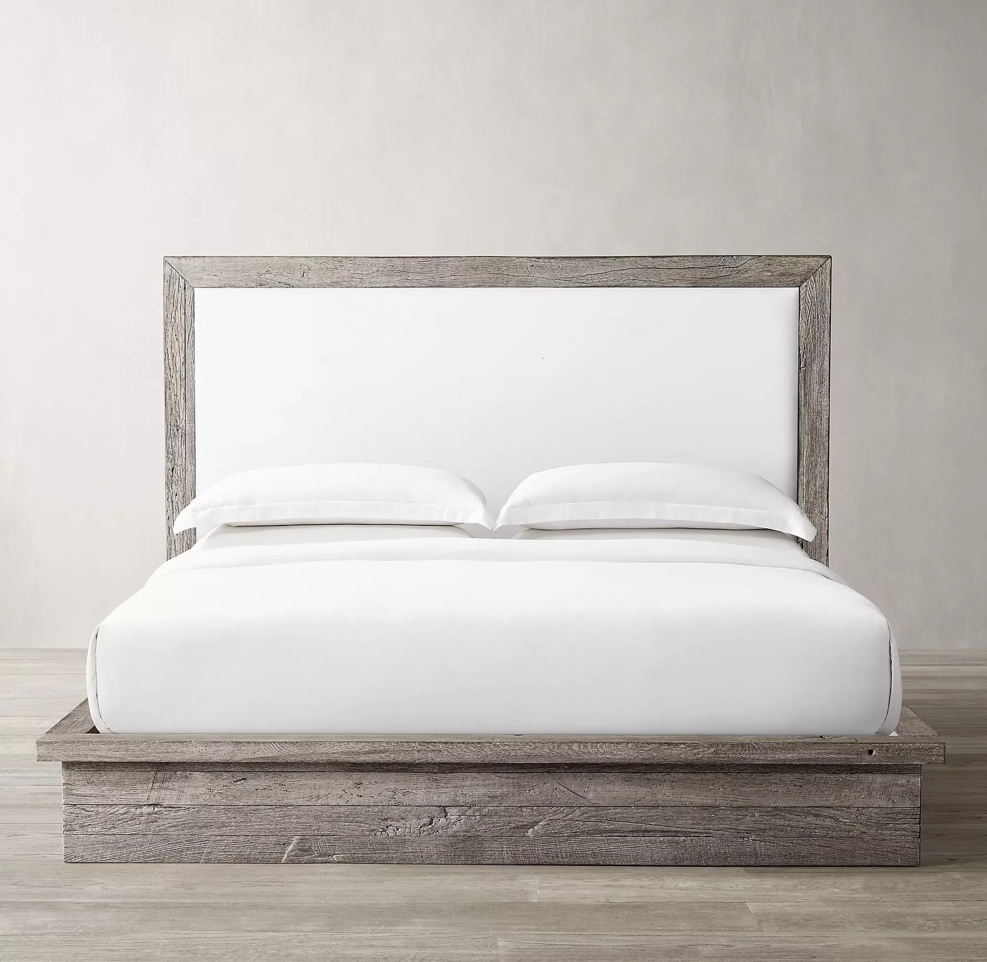 Postmodern Wing Bed – Reclaimed Oak Platform Frame Statement Piece