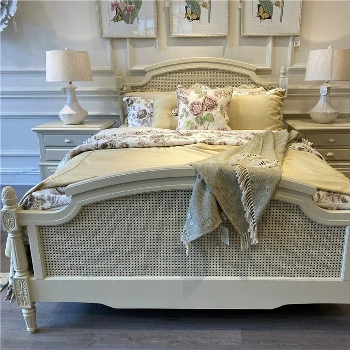 Modern French Platform Bed – American Birch Solid Wood Statement Piece | 26-164