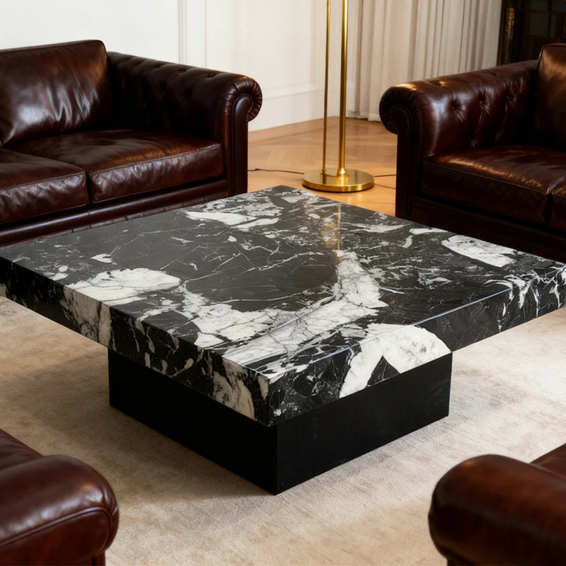 Luxury Square Marble Coffee Table Modern Italian Style for Villa