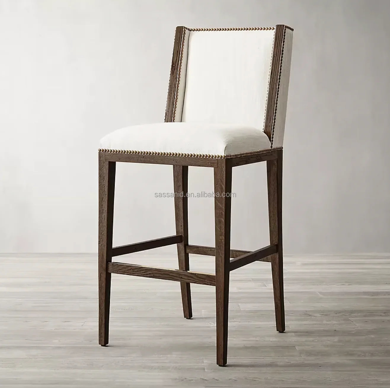 Bar & Counter Stool – Armless Fabric Solid Waxed Oak Ames Modern | 1601051852497