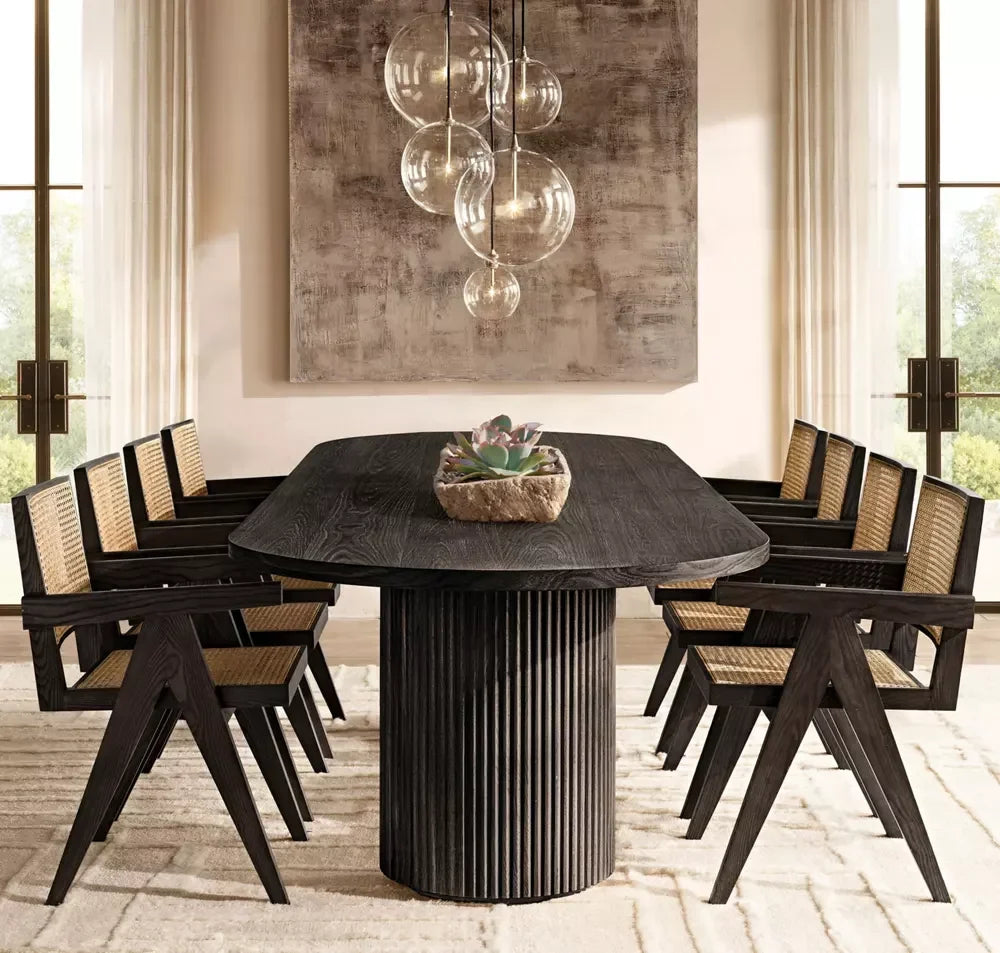 Byron Column Dining Table – French Art Deco Oak Statement Piece