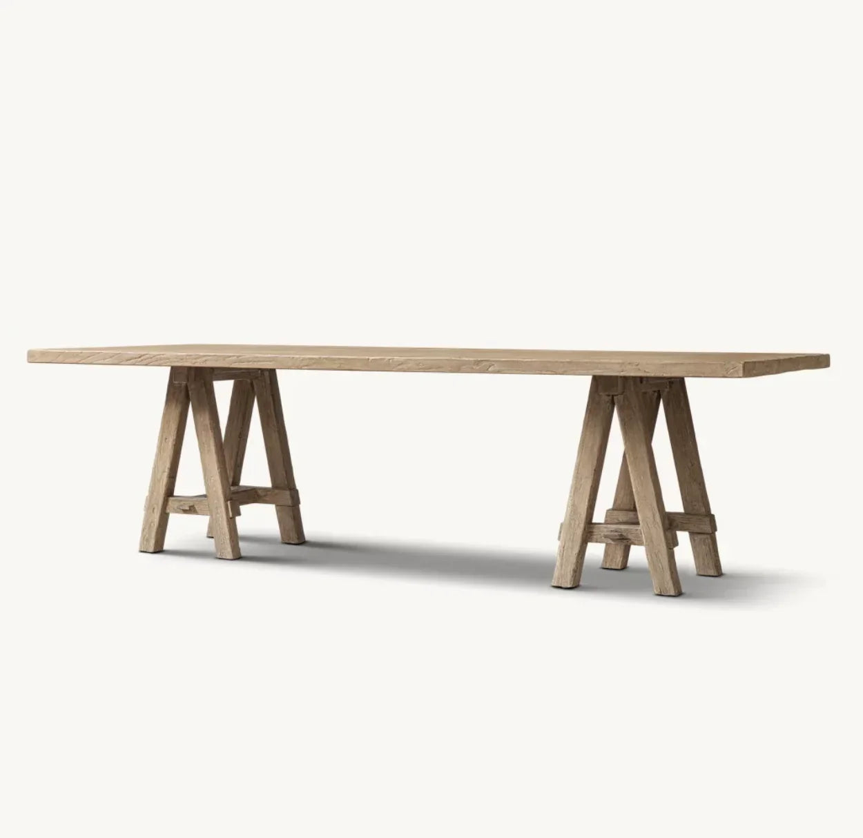 Sawhorse Dining Table – Reclaimed Elm Timber – Luxury Statement Piece