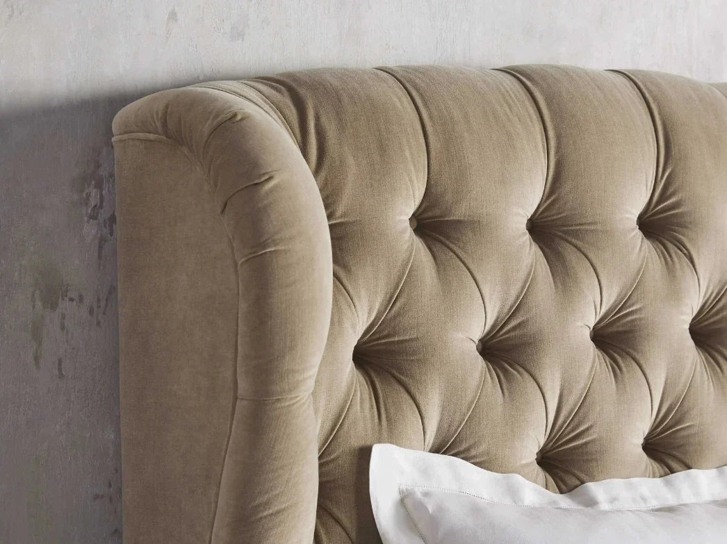 Mariah Tufted Bed by Re Home – Art Moderne Leather Statement Piece