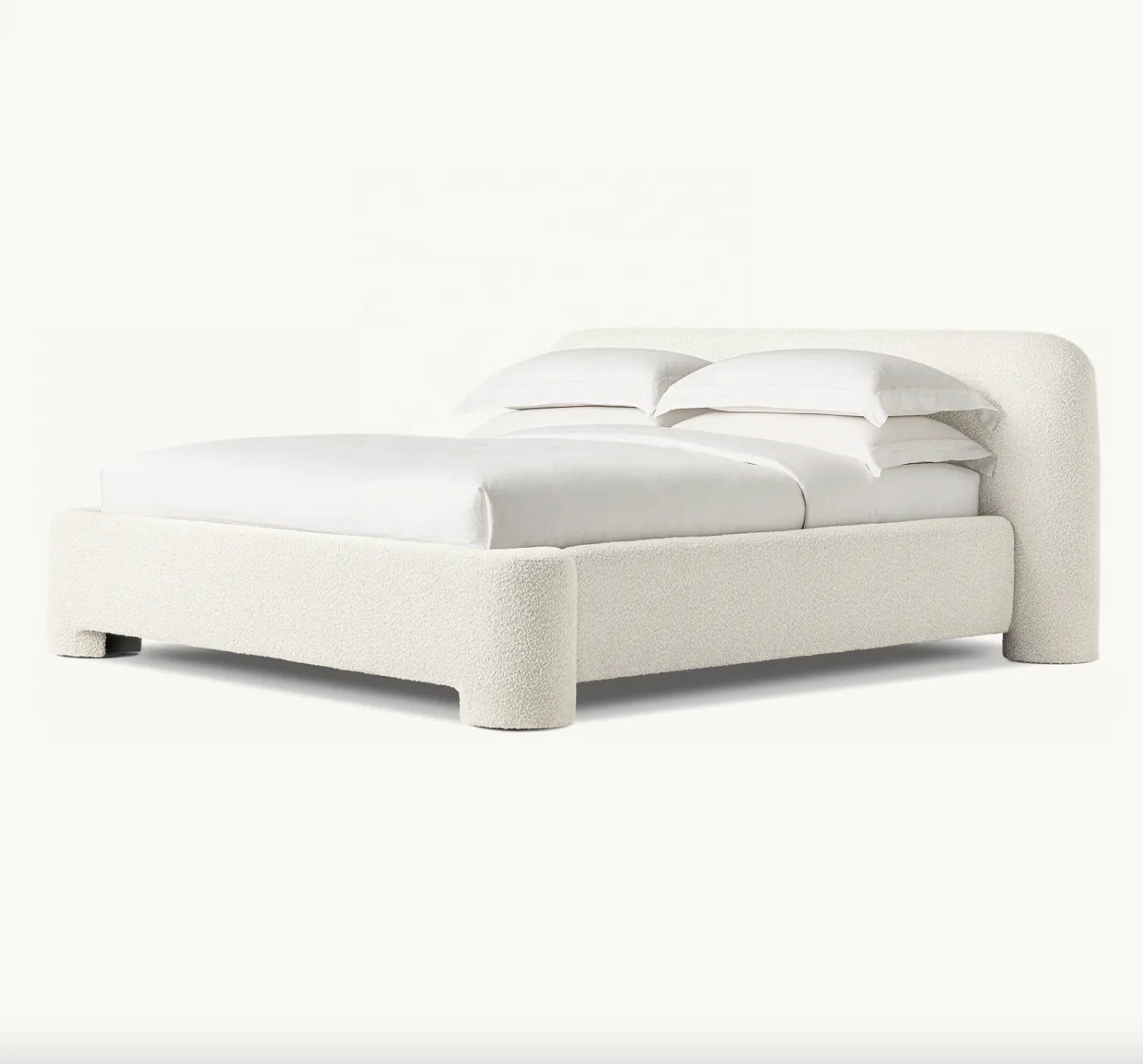 Contemporary Luxe Panel Bed – Textured Boucle Fabric Statement Piece | 1601083402882