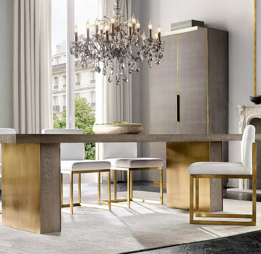 Rectangular Dining Table – Industrial Age Solid Wood and Metal Luxury