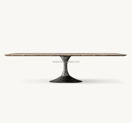 Sassanid Rectangular Dining Table – Brown Emperador Marble Designer Statement Piece