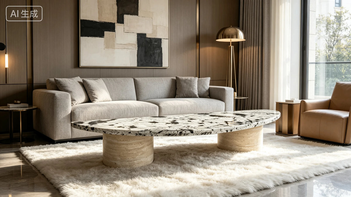 Luxury Half Moon Marble Coffee Table Modern Minimalist Elegant Italian Style for Villa