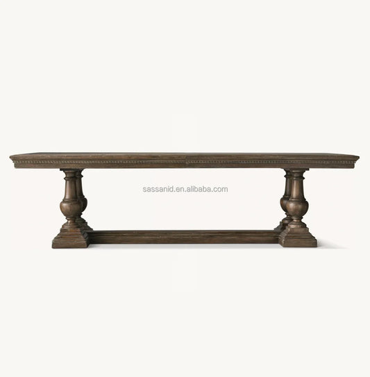Handcrafted American Oak Rectangular Dining Table – Antiqued Finish Extension Table
