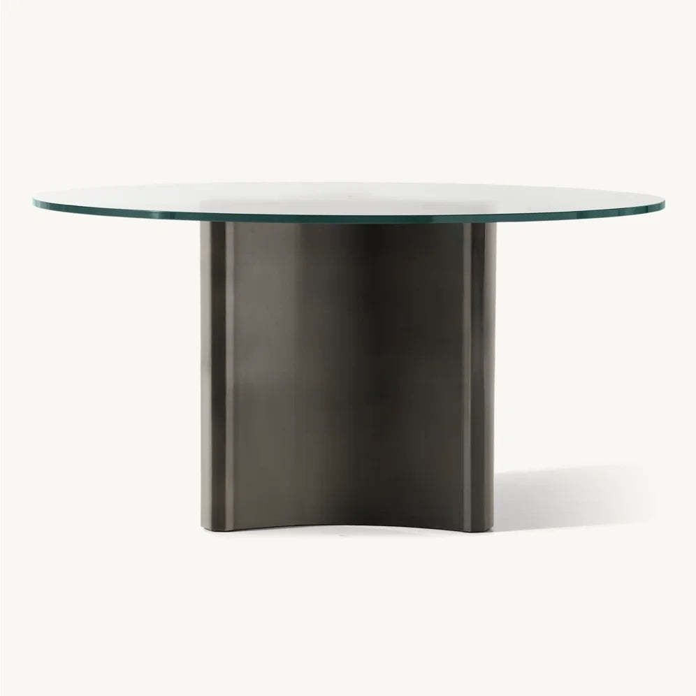 Dalton Round Dining Table – Brushed Steel and Oak Statement Piece