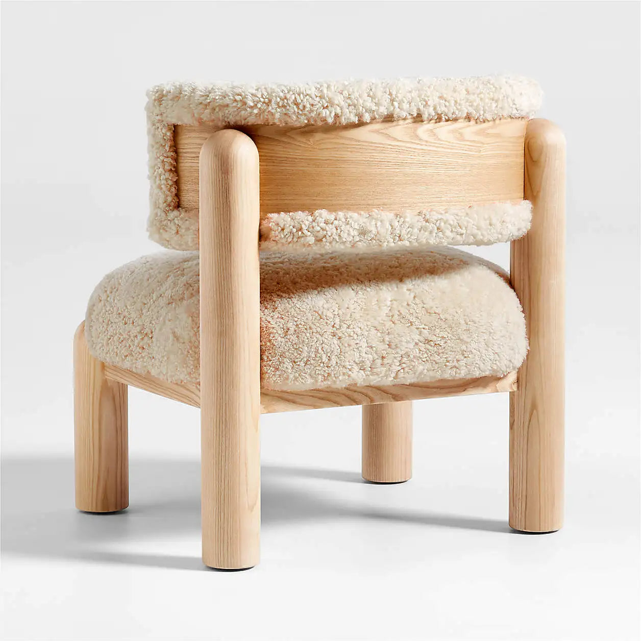 Harper Shearling Accent Chair – Modern Oak Frame Statement Piece