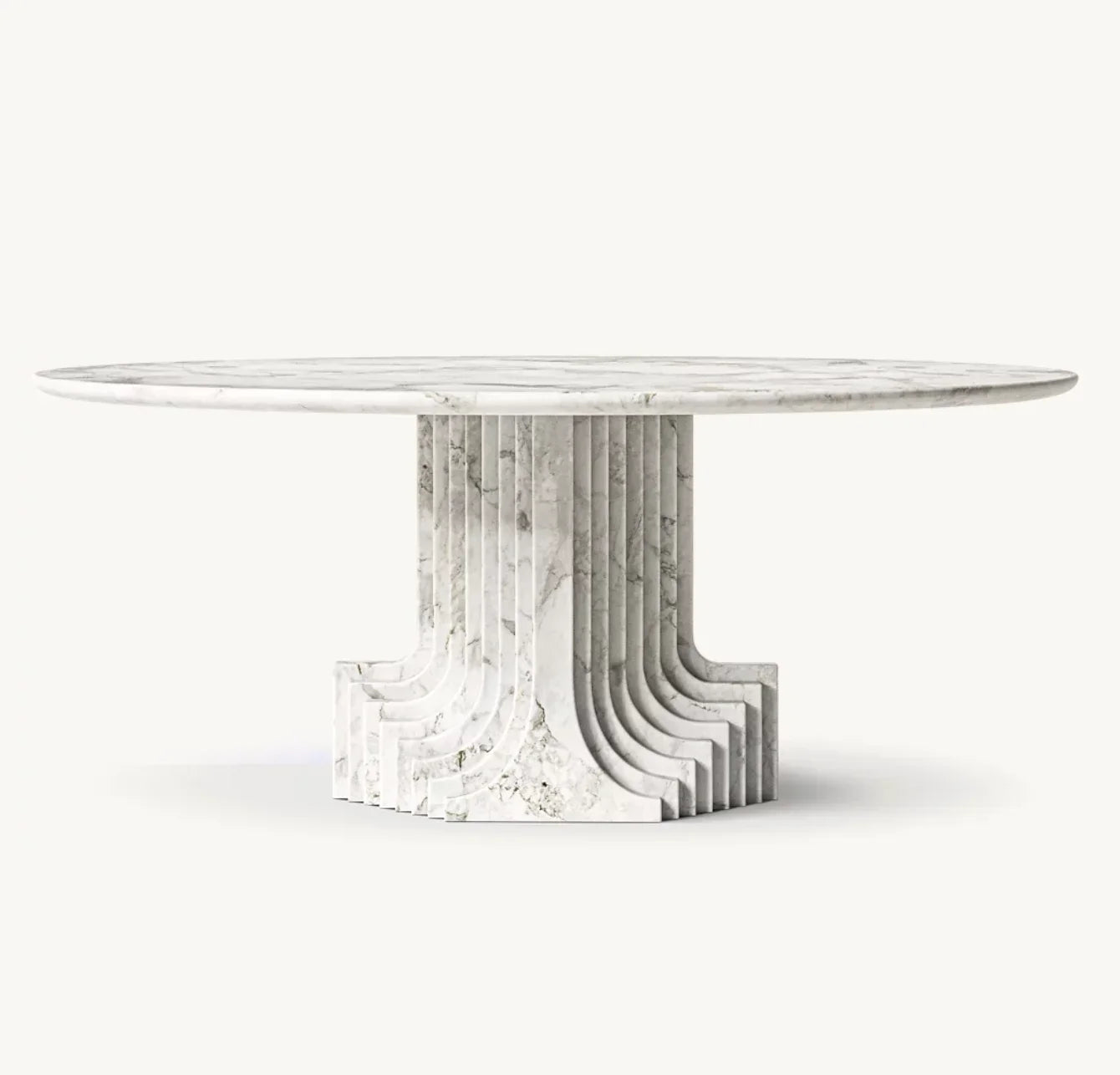 Round Dining Table, Mid-century – Italian Arabescato Marble Statement | 1601250691673