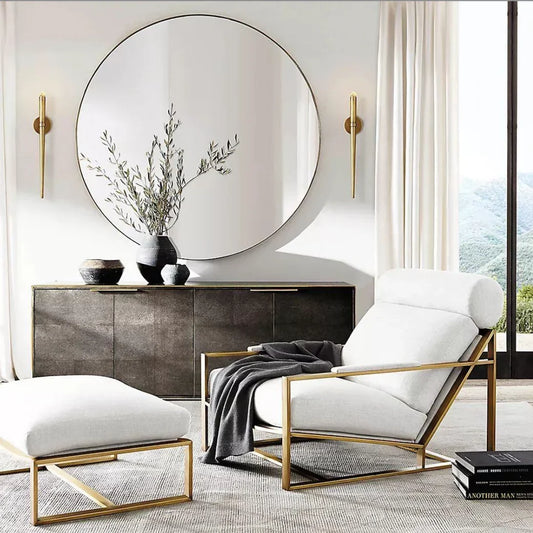 Milo Lounge Chair – Mid-Century Modern Brass or Steel | 1600356410993